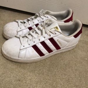Burgundy velvet adidas superstar size 9 1/2